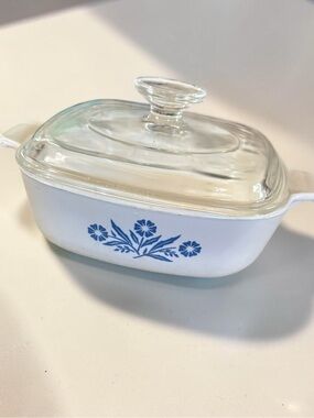Vintage Corning Ware Blue Cornflower Casserole Dish with Glass Lid